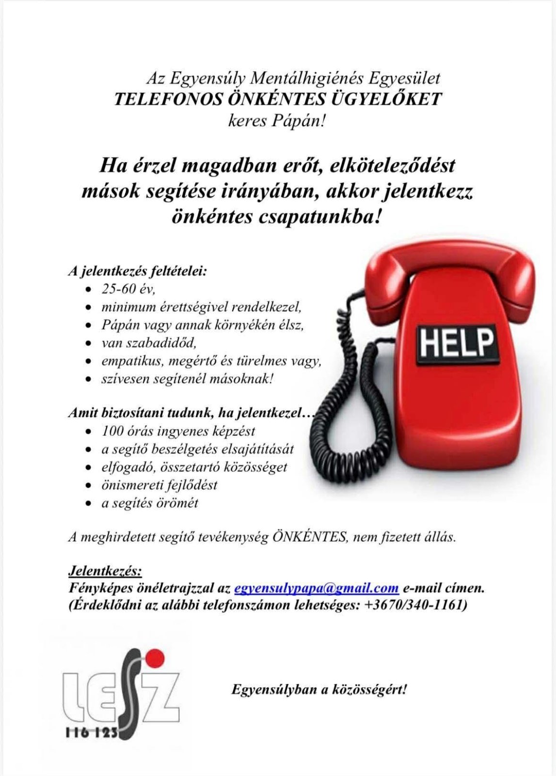 Telefonos ügyelőket keresnek Pápán