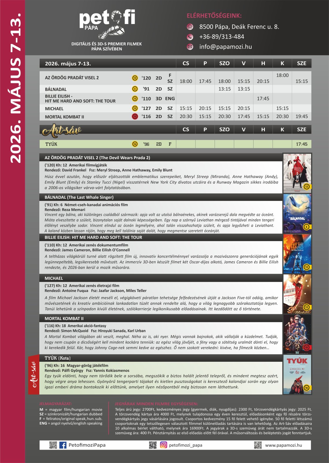 A Petőfi Mozi műsora 2026. május 7-13.