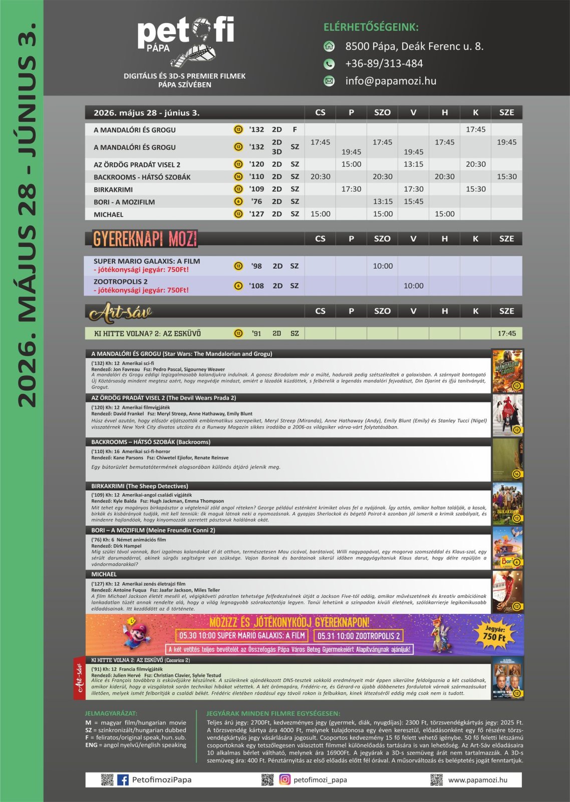 A Petőfi Mozi műsora 2026. május 28- június 3.
