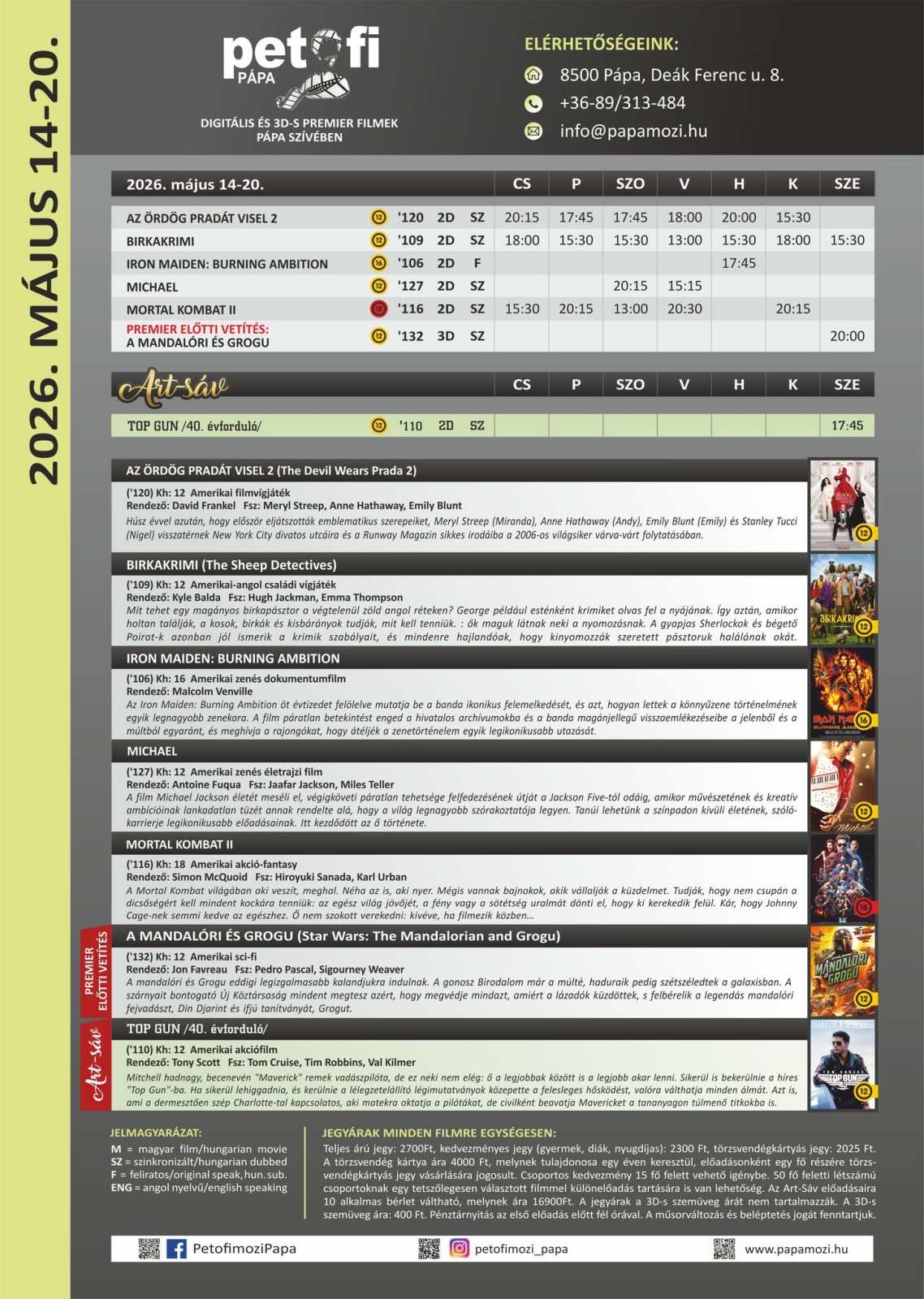 A Petőfi Mozi műsora 2026. május 14-20.